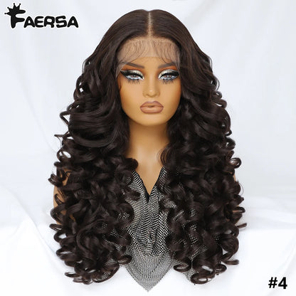 Latisha Synthetic HD Lace Front Wigs Curly Pre Plucked Lace Frontal Wig with Bangs for Women Highlight 13X6 13X5X1 with Babyhair