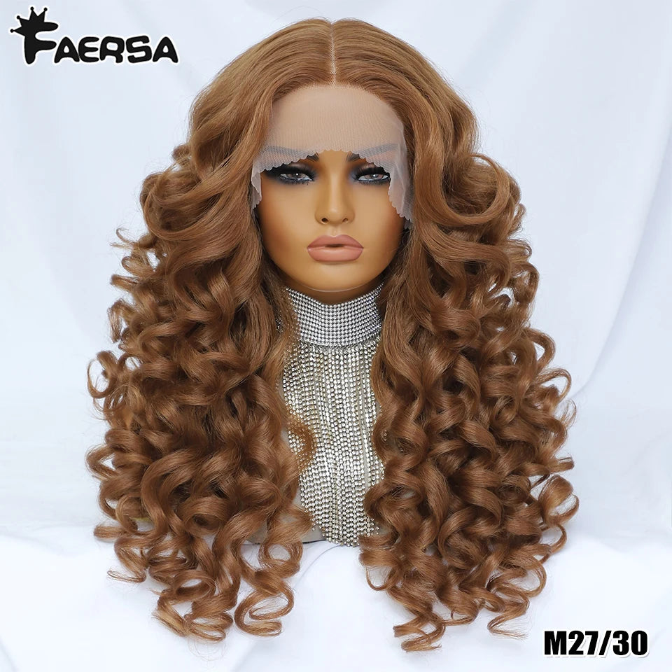 Black Brown Curly Wig Synthetic Lace Front Wigs For Women Blonde Orange Female Lace Wig 13X4X1 Cosplay Hair Daily Use