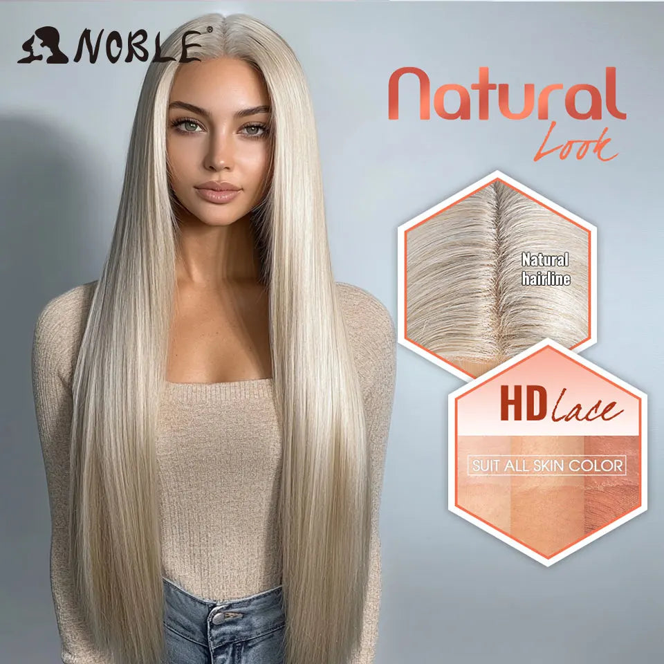 Noble Cosplay Wigs For Black Women Straight Synthetic Lace WIg 38 Inch Ombre Blonde Lace Wig Cosplay Blonde Synthetic Lace Wig