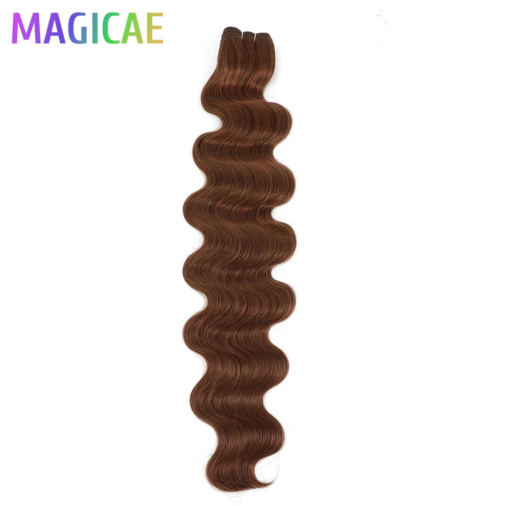 30Inches Ombre Blond T1B/27# 200g Body Wave Brown M816 Piano 27/613 Sliver White 60# Synthetic Hair Weave Bundles Heat Resistant