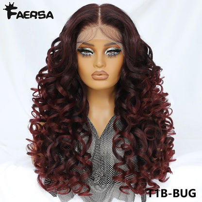 Latisha Synthetic HD Lace Front Wigs Curly Pre Plucked Lace Frontal Wig with Bangs for Women Highlight 13X6 13X5X1 with Babyhair