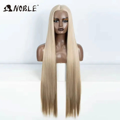 Noble Cosplay Wigs For Black Women Straight Synthetic Lace WIg 38 Inch Ombre Blonde Lace Wig Cosplay Blonde Synthetic Lace Wig