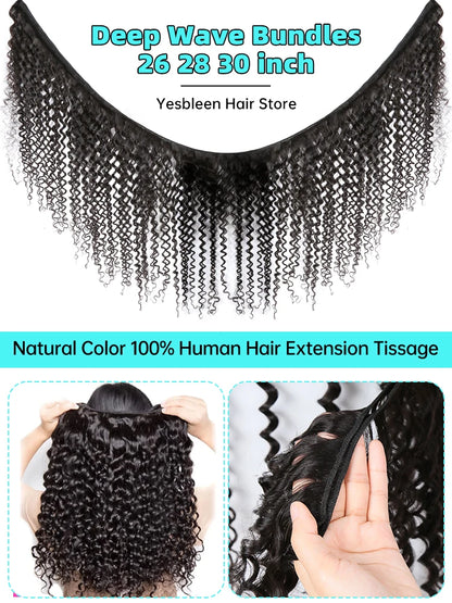 Burmese Loose Curly 100% Human Hair Bundles 30 34 Inch Deep Wave Bundles Human Hair Water Wave Remy Raw Extensions Hair Weave