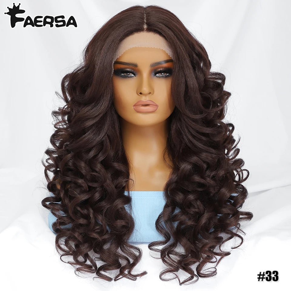 Black Brown Curly Wig Synthetic Lace Front Wigs For Women Blonde Orange Female Lace Wig 13X4X1 Cosplay Hair Daily Use