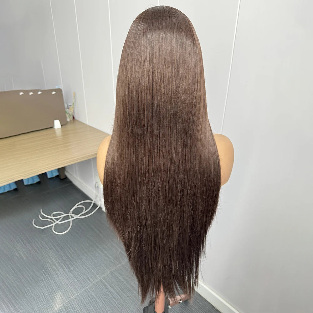 Brown Wig Long Straight Synthetic Lace Front Wigs for Women Brunette Hair Dark Chocolate Brown Lace Wigs Daily Use Party Cosplay