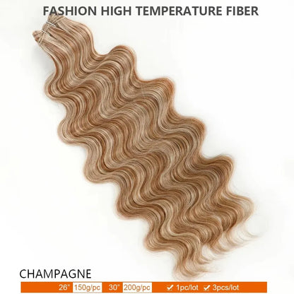 30Inches Ombre Blond T1B/27# 200g Body Wave Brown M816 Piano 27/613 Sliver White 60# Synthetic Hair Weave Bundles Heat Resistant