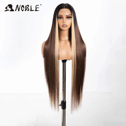 Noble Cosplay Wigs For Black Women Straight Synthetic Lace WIg 38 Inch Ombre Blonde Lace Wig Cosplay Blonde Synthetic Lace Wig