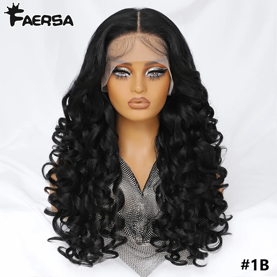 Latisha Synthetic HD Lace Front Wigs Curly Pre Plucked Lace Frontal Wig with Bangs for Women Highlight 13X6 13X5X1 with Babyhair