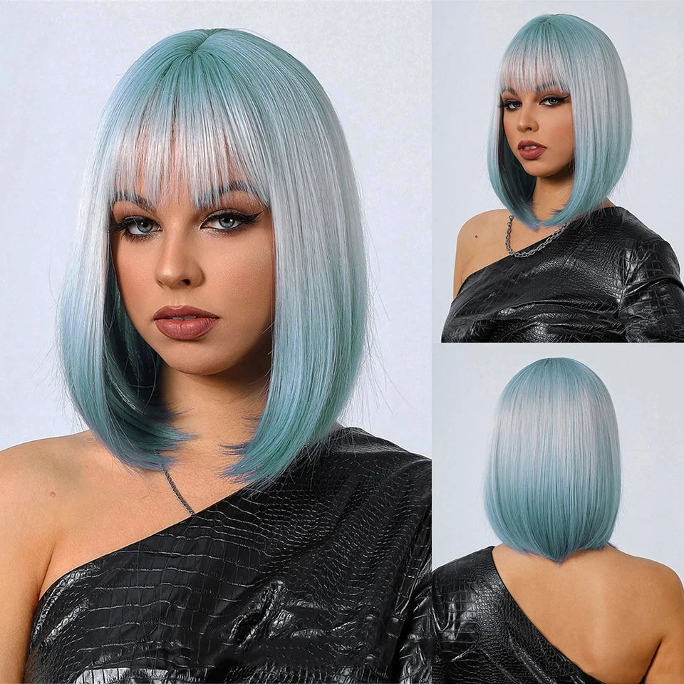 Long Wavy Wave Ombre Black Brown Purple Cosplay Wigs Heat Resistant Synthetic Wigs Middle Part Natural Lolita Wigs For Women