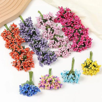 12/36/72/144Pcs Stamens Artificial Flowers Wedding Party Decoration DIY Scrapbooking Garland Craft Gift Fake Flowers Accessories