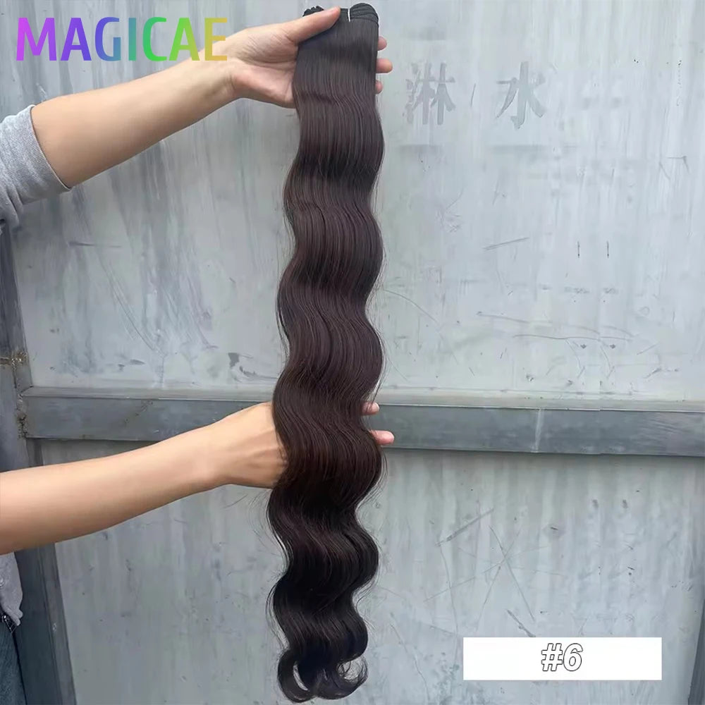 30Inches Ombre Blond T1B/27# 200g Body Wave Brown M816 Piano 27/613 Sliver White 60# Synthetic Hair Weave Bundles Heat Resistant