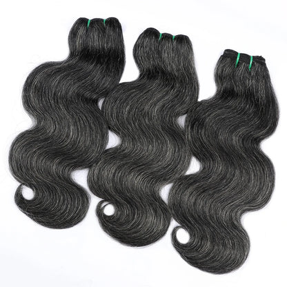 Salt and Pepper Human Hair Bundles Body Wave Natural Gray-White Human Hair Bundles 100g/Pc P1B/Grey Highlight Human Hair Bundles