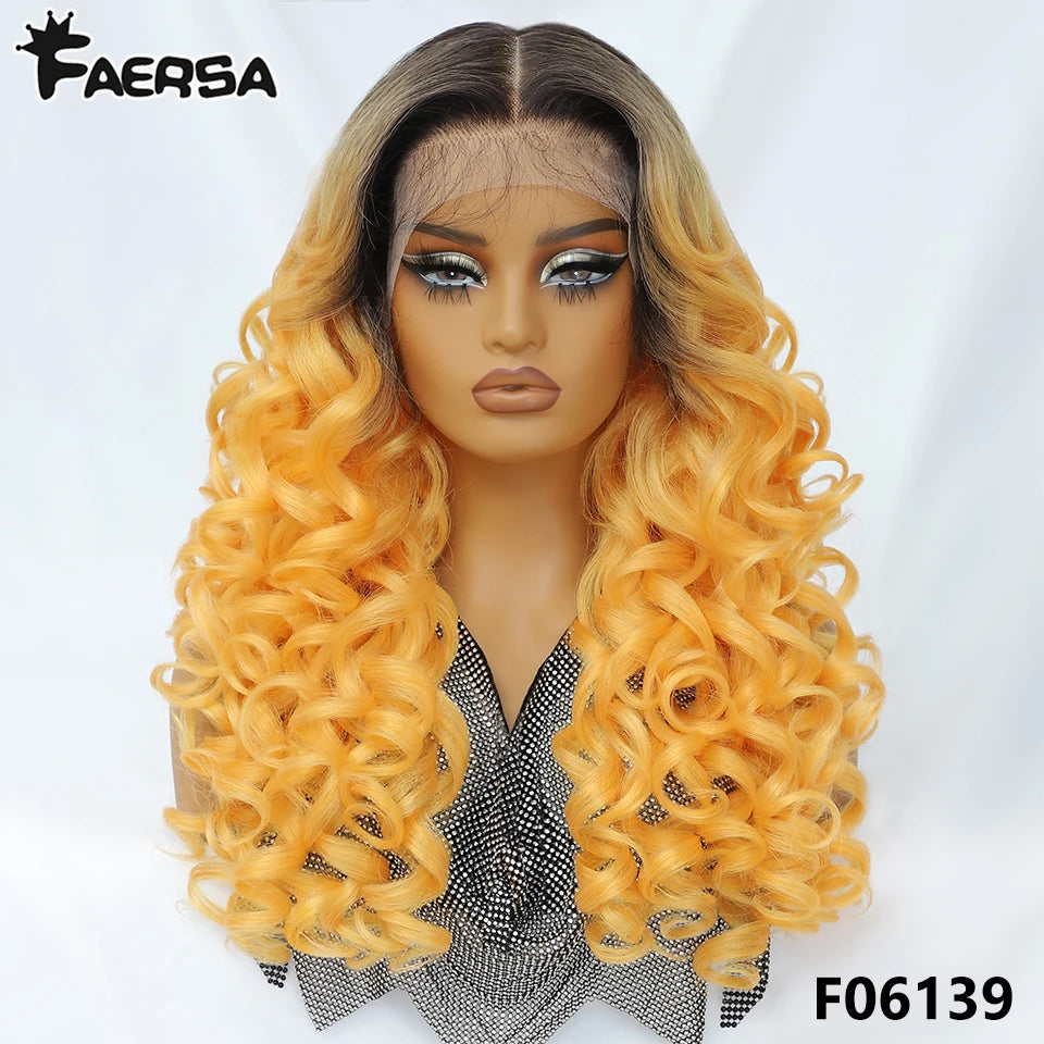 Latisha Synthetic HD Lace Front Wigs Curly Pre Plucked Lace Frontal Wig with Bangs for Women Highlight 13X6 13X5X1 with Babyhair