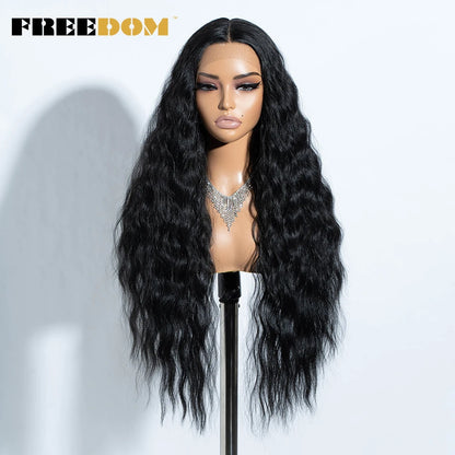 FREEDOM Synthetic Lace Front Wigs For Women Easy Wear Long Curly Wavy Ombre Blonde Ginger Lace Wigs Heat Resistant Cosplay Wigs