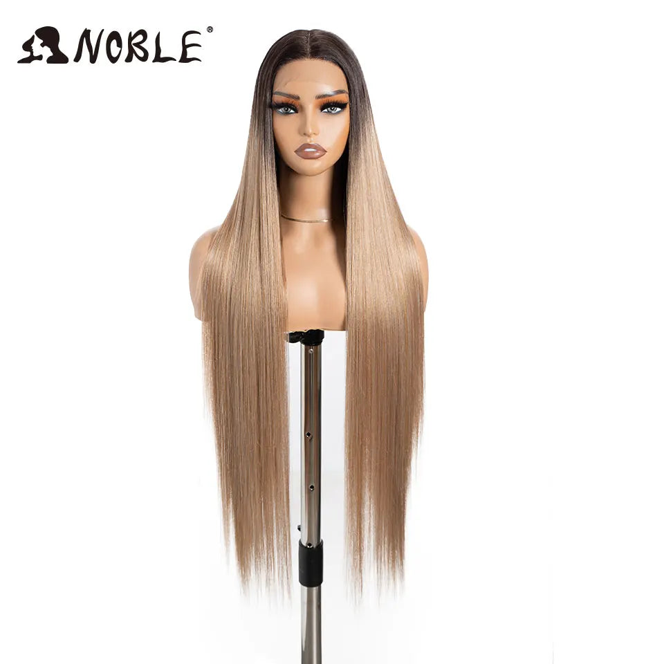 Noble Cosplay Wigs For Black Women Straight Synthetic Lace WIg 38 Inch Ombre Blonde Lace Wig Cosplay Blonde Synthetic Lace Wig