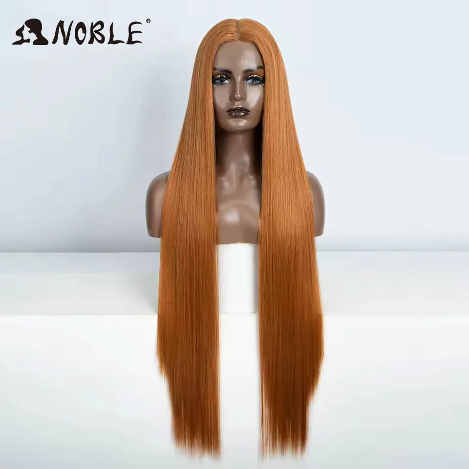 Noble Cosplay Wigs For Black Women Straight Synthetic Lace WIg 38 Inch Ombre Blonde Lace Wig Cosplay Blonde Synthetic Lace Wig