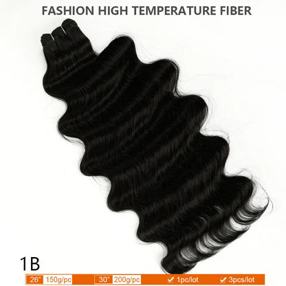 30Inches Ombre Blond T1B/27# 200g Body Wave Brown M816 Piano 27/613 Sliver White 60# Synthetic Hair Weave Bundles Heat Resistant
