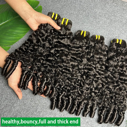 Burmese Curly Bundles Human Hair 100% Raw Virgin Burmese Curly Spiral Hair Bouncy Pixie Curly Bundle Natural Black Double Drawn