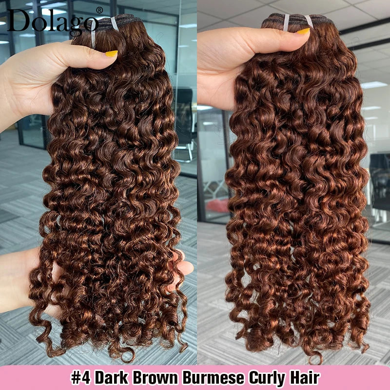 Dark Brown Bundles Human Colored Hair Brown Human Hair Bundles Burmese Curly Bundles Raw 3 Bundle Deals Human Hair