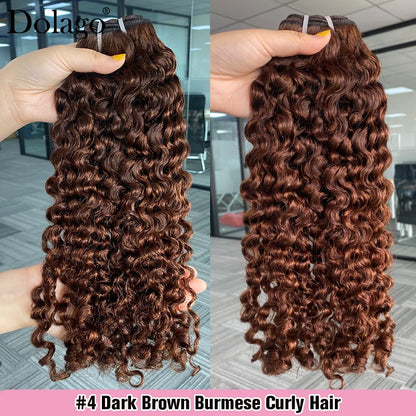 Dark Brown Bundles Human Colored Hair Brown Human Hair Bundles Burmese Curly Bundles Raw 3 Bundle Deals Human Hair