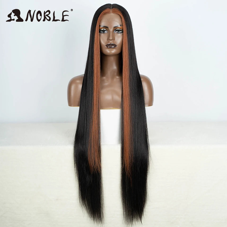 Noble Cosplay Wigs For Black Women Straight Synthetic Lace WIg 38 Inch Ombre Blonde Lace Wig Cosplay Blonde Synthetic Lace Wig