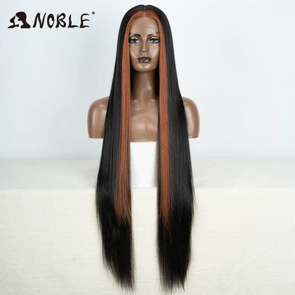 Noble Cosplay Wigs For Black Women Straight Synthetic Lace WIg 38 Inch Ombre Blonde Lace Wig Cosplay Blonde Synthetic Lace Wig
