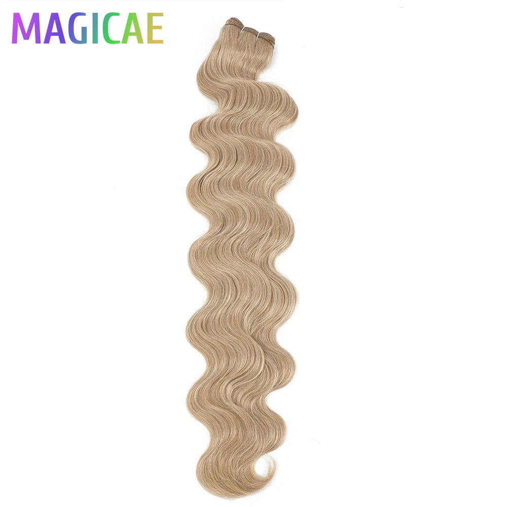 30Inches Ombre Blond T1B/27# 200g Body Wave Brown M816 Piano 27/613 Sliver White 60# Synthetic Hair Weave Bundles Heat Resistant