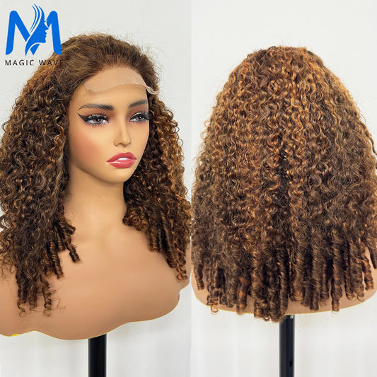 300% Density Burmese Curly Human Hair Wig 5x5 Transparent Lace Closure Glueless Pixie Curly Remy Human Hair Wig for Black Women