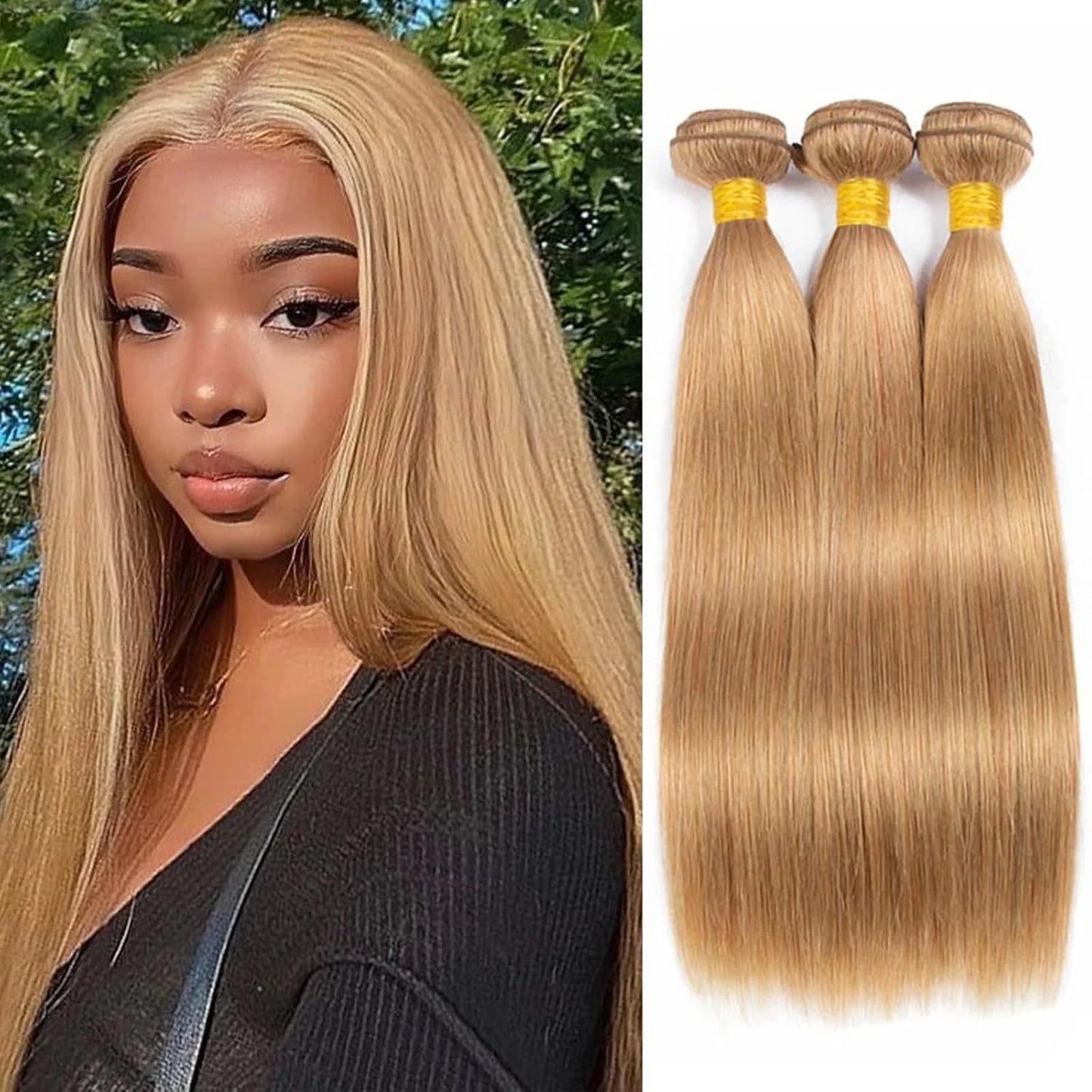 Straight Hair Bundles Human Hair 1/3/4 Pcs Virgin honey blond Hair Bundles Chocolate Brown reddish brown Straight Bundles