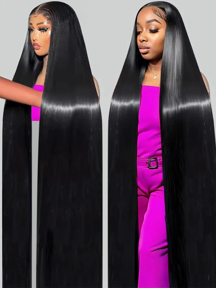 13x4 Bone Straight Human Hair Wigs 13x6 Hd Lace Frontal 40 Inch Straight Transparent Lace 220 Density Human Hair Wig For Women