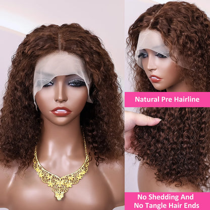 #4 Chocolate Brown Straight Human Hair Wig Chocolate Brown Straight 13x4 Lace Frontal Human Hair Wig  For Women