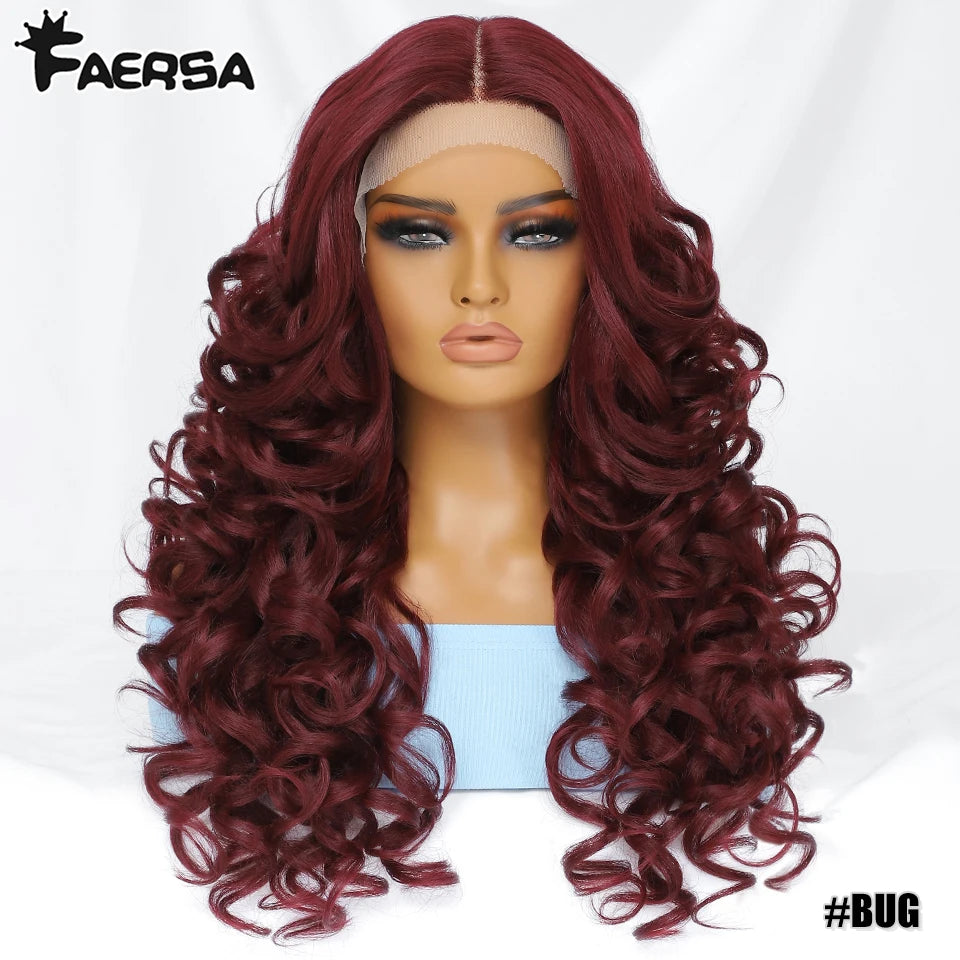 Black Brown Curly Wig Synthetic Lace Front Wigs For Women Blonde Orange Female Lace Wig 13X4X1 Cosplay Hair Daily Use