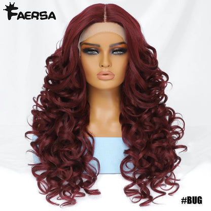 Black Brown Curly Wig Synthetic Lace Front Wigs For Women Blonde Orange Female Lace Wig 13X4X1 Cosplay Hair Daily Use