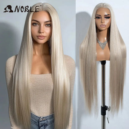 Noble Cosplay Wigs For Black Women Straight Synthetic Lace WIg 38 Inch Ombre Blonde Lace Wig Cosplay Blonde Synthetic Lace Wig