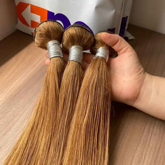 #27 Straight Human Hair Bundles 3 Bundles 8-30 Inch 100g/Bundle Brazilian Virgin Honey Blonde Hair Extensions Weave Gold Hair
