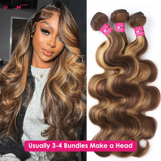 4 27 Human Hair Bundles Body Wave Brown Highlight Ombre Hair Bundles Colored Brazilian Virgin Human Hair Bundles 1pc/3pcs/4pcs