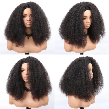 Kinky Curly Flip Over Human Hair Wig Half Wigs 250 Density 3 In 1 Seamless Beginner Friendly Glueless Wear and Go Curly Wig