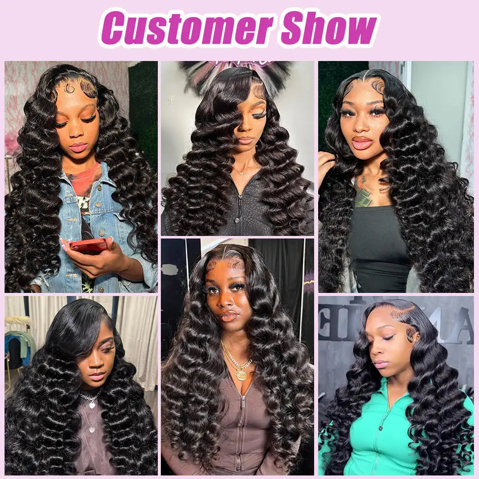 250% 30 40Inch Human Hair 13x6 HD Lace Frontal Wig Brazilian Loose Deep Wave Curly Human Hair 360 Full Lace Front Wig Preplucked