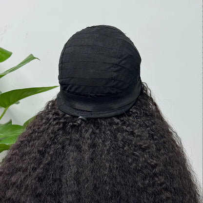 Half Wig Kinky Straight Human Hair Wig Machine Made Wig Human Hair Kinky Straight Human Hair Wig for Black Women