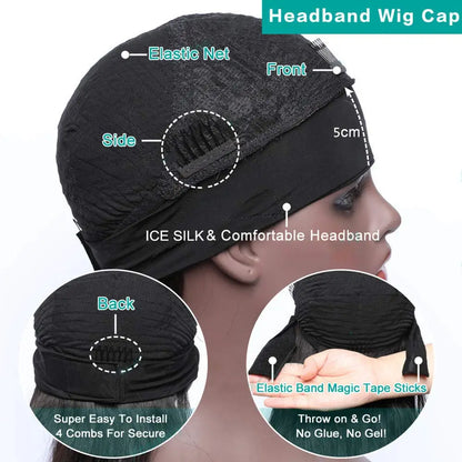 Kinky Curly Headband Human Hair Wig No Glue Brazilian Human Hair Wig Deep Curly Headband Wig for Women Human Hair Wig