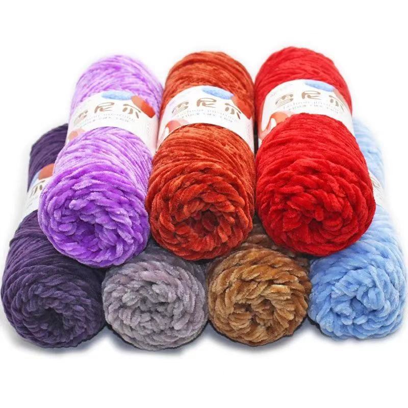100g/Roll Velvet Yarn Polyester Blended Cotton Chenille Crochet Knitting Yarn Soft Baby Yarn Thread Thick Scarf DIY Hand-Knitted