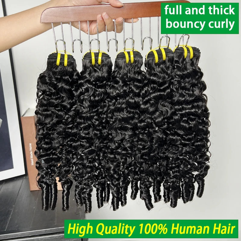 Burmese Curly Bundles Human Hair 100% Raw Virgin Burmese Curly Spiral Hair Bouncy Pixie Curly Bundle Natural Black Double Drawn
