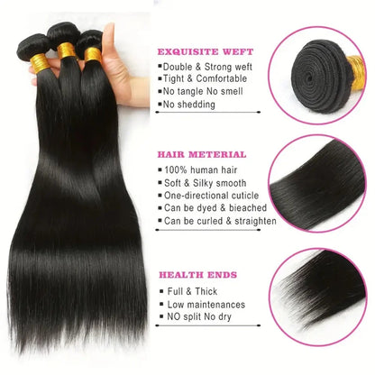 Straight Human Hair Bundles Brazilian Weave Human Hair Bundles Top Quality Natural Black Bundles Human Hair Remy Hair