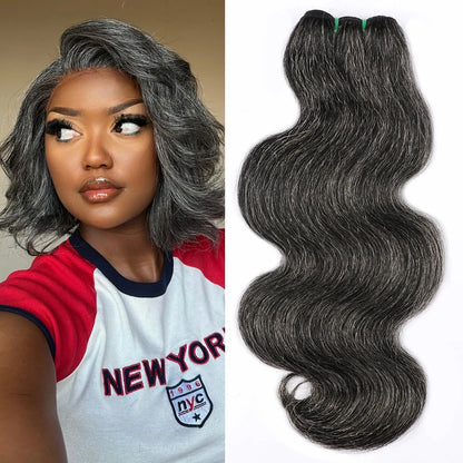 Salt and Pepper Human Hair Bundles Body Wave Natural Gray-White Human Hair Bundles 100g/Pc P1B/Grey Highlight Human Hair Bundles