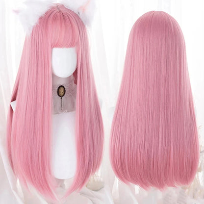 Long Wavy Wave Ombre Black Brown Purple Cosplay Wigs Heat Resistant Synthetic Wigs Middle Part Natural Lolita Wigs For Women