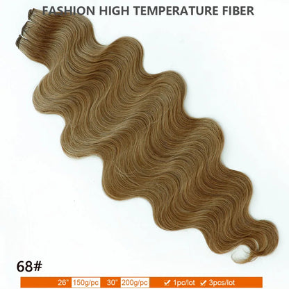 30Inches Ombre Blond T1B/27# 200g Body Wave Brown M816 Piano 27/613 Sliver White 60# Synthetic Hair Weave Bundles Heat Resistant