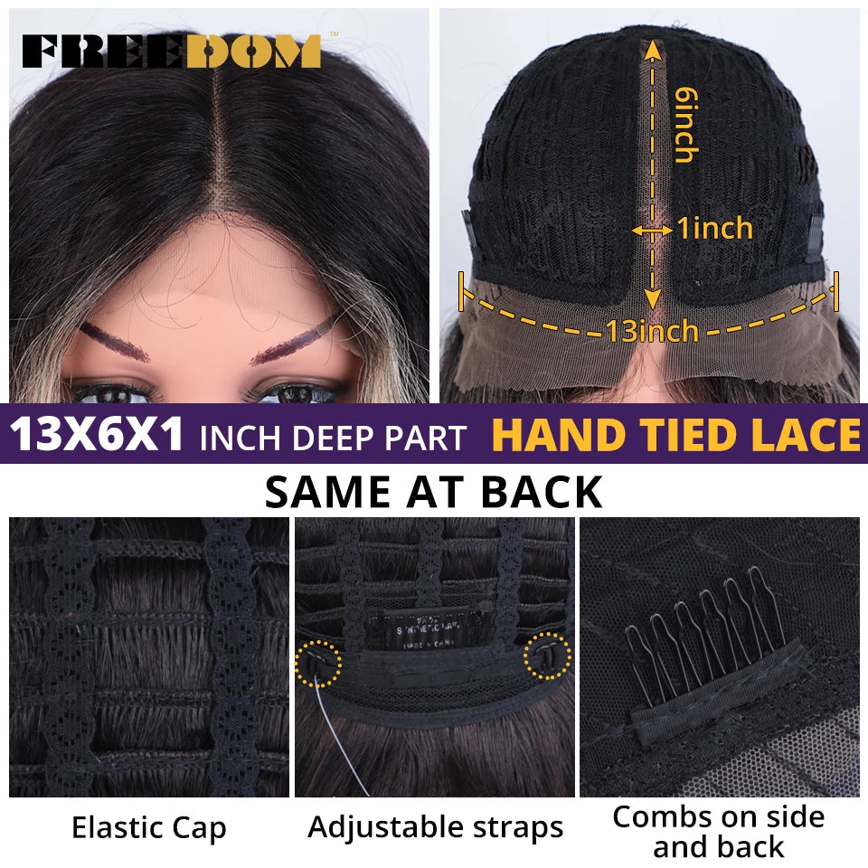 FREEDOM Synthetic Lace Front Wigs For Women Easy Wear Long Curly Wavy Ombre Blonde Ginger Lace Wigs Heat Resistant Cosplay Wigs