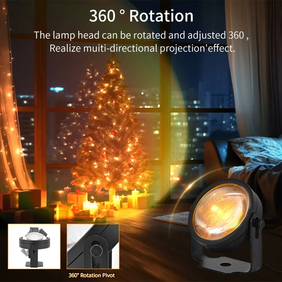 Smart Sunset Lamp Tuya USB Sunset Projector Light RGB Smart Life APP Remote For Room Photography Background Decor Lighting