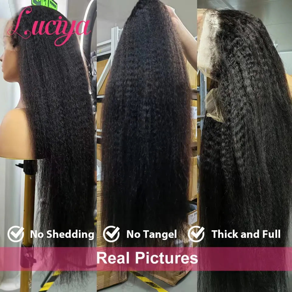 Kinky Straight Human Hair Wigs Ready To Wear 13x4/13x6 HD Lace Front Human Hair Wigs Yaki Frontal Lace Wig 5x5 Lace Closure Wigs