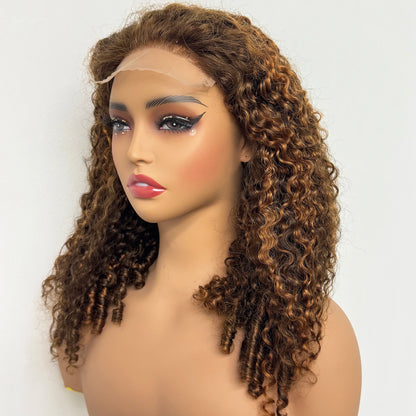 300% Density Burmese Curly Human Hair Wig 5x5 Transparent Lace Closure Glueless Pixie Curly Remy Human Hair Wig for Black Women